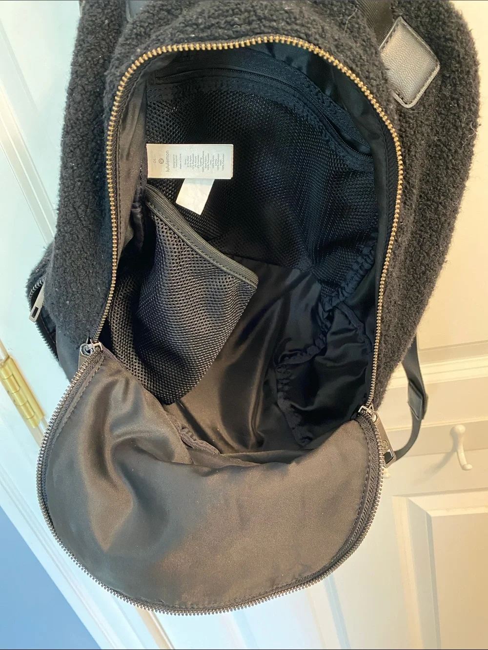 Lululemon black shearling backpack